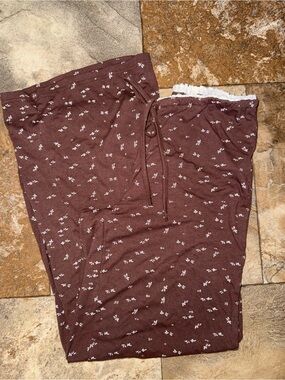SHEIN Brown Floral Drawstring Pajama Pants